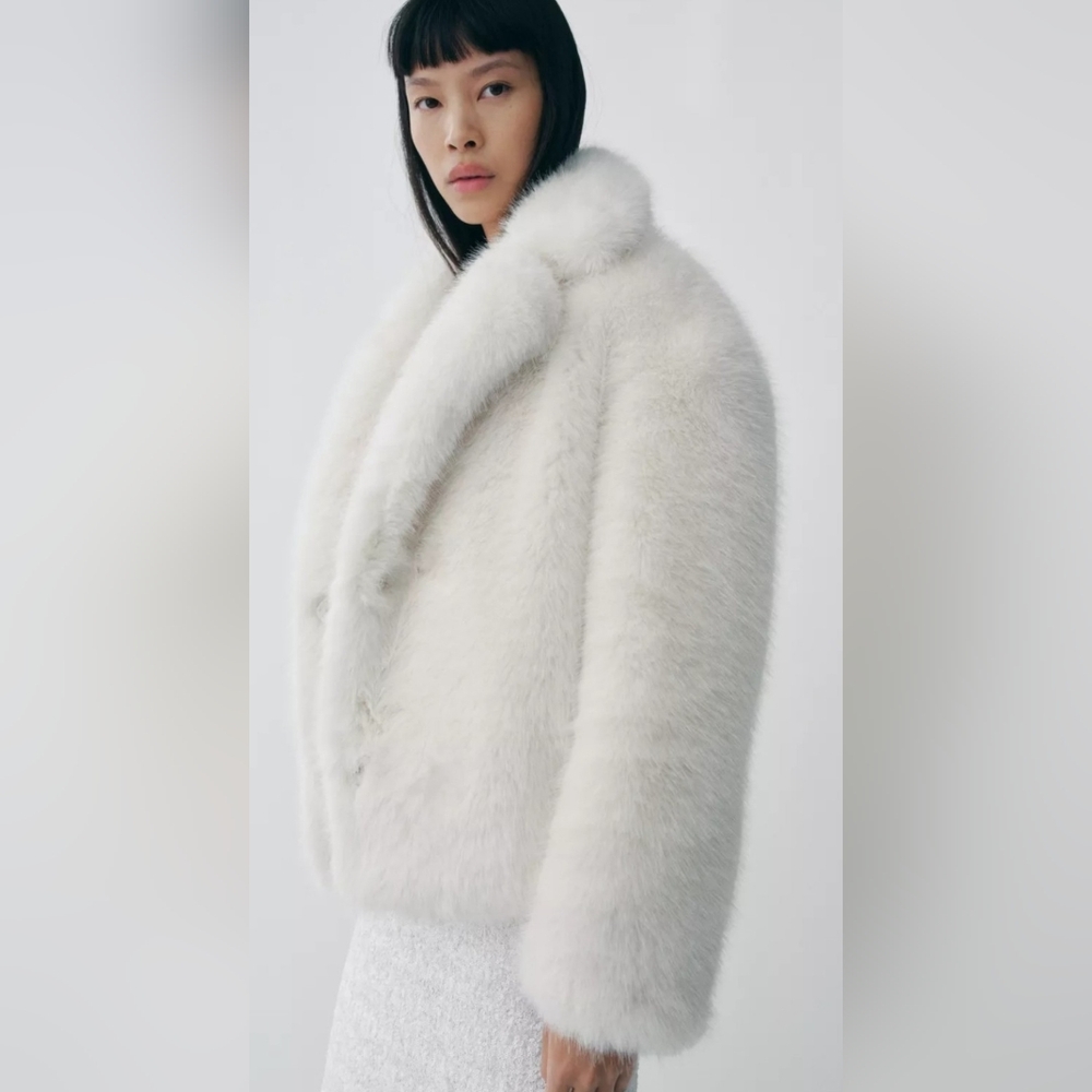 New Zara FAUX FUR JACKET ZW COLLECTION - Picture 13 of 13